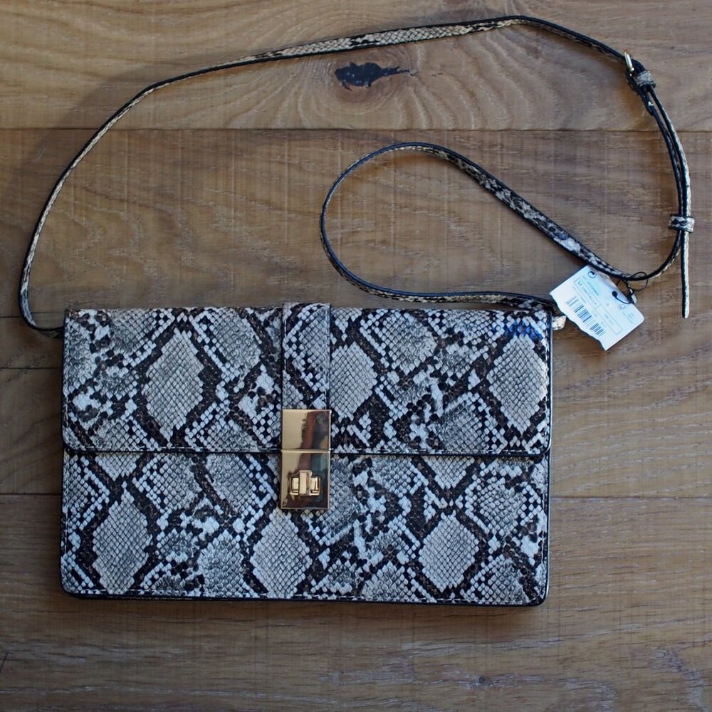 Mango | NWT Animal Print Shoulder Bag, Faux Leather